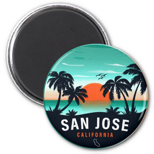 San Jose California Retro Sunset Souvenirs 80s Magnet