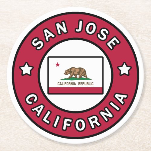 San Jose California Round Paper Coaster