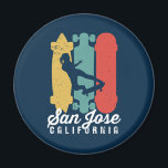 San Jose California Skater Girl Skateboarding Magnet<br><div class="desc">Cool and awesome skateboarding design for those who love to ride skateboard or longboard, skate, do tricks and stunts in the skate park. Cool vintage retro distressed design merchandise for skater boy and skater girl. Perfect for extreme sports fans. Great Christmas gift and birthday present for teenager, son, daughter, grandson,...</div>