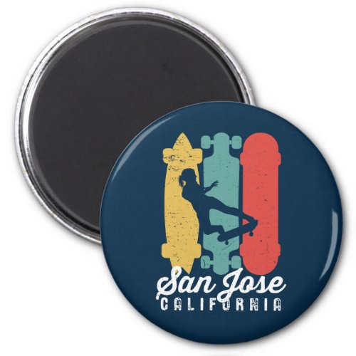 San Jose California Skater Girl Skateboarding Magnet