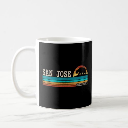 San Jose California State Bear Retro Sunset  Coffee Mug