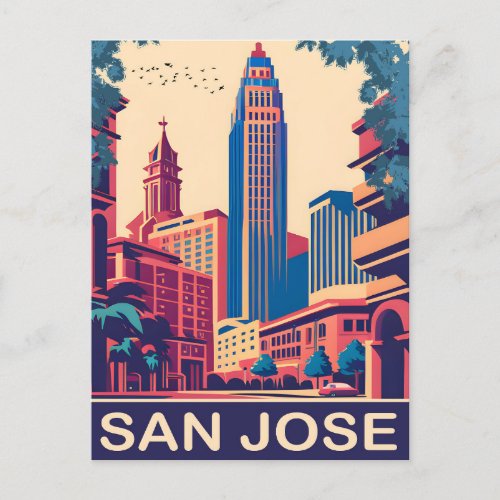 San Jose  California Travel Postcard