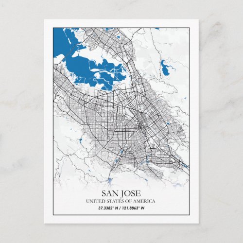 San Jose California USA Travel City Map Postcard