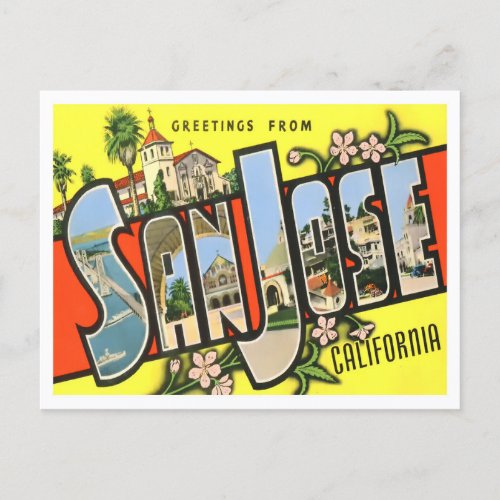 San Jose California Vintage Big Letters Postcard