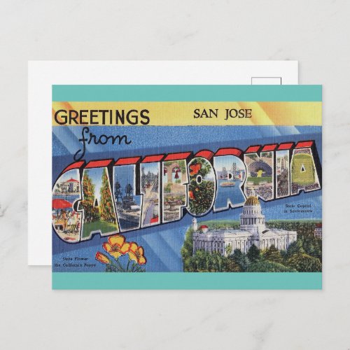 San Jose California Vintage Travel Postcard
