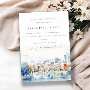 San Jose, California Watercolor Bridal Shower Invitation