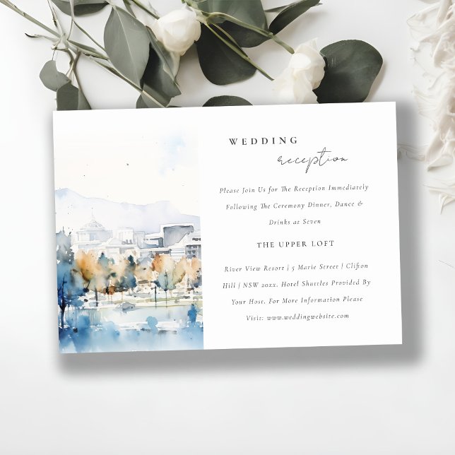 San Jose, California Watercolor Wedding Reception Enclosure Card (Creator Uploaded)