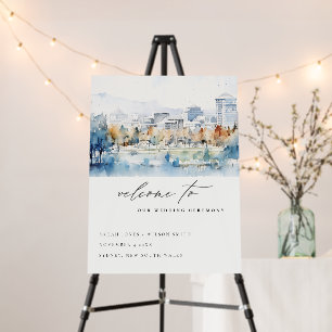 San Jose California Watercolor Wedding Welcome Foam Board