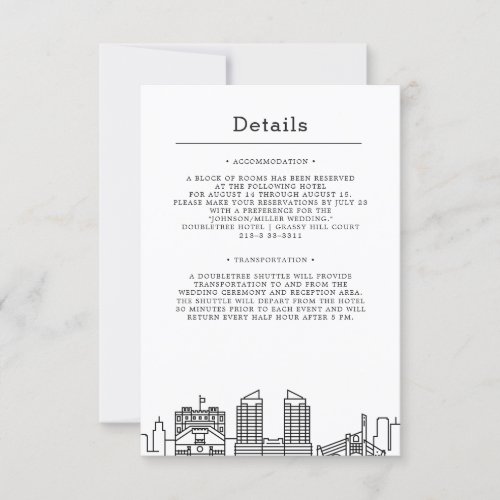 San Jose California Wedding  Guest Details Invitation