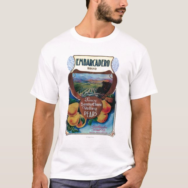 San Jose, CaliforniaEmbarcadero Pear Label T-Shirt (Front)