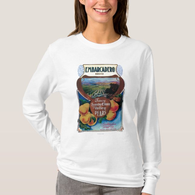 San Jose, CaliforniaEmbarcadero Pear Label T-Shirt (Front)