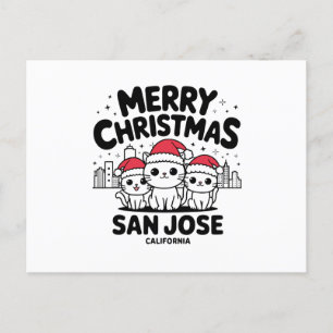 San Jose City California Merry Christmas Cats USA Postcard