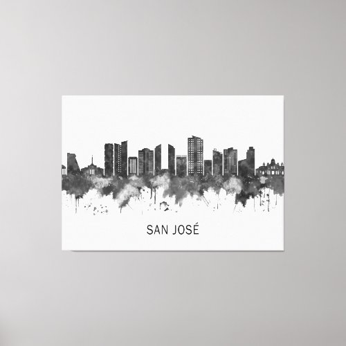 San Jos Costa Rica Skyline BW Canvas Print