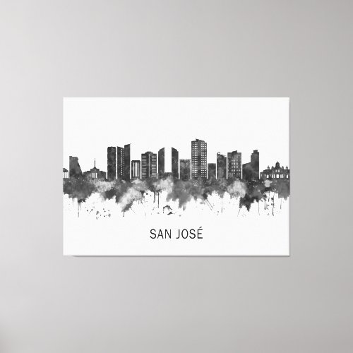 San Jos Costa Rica Skyline BW Canvas Print