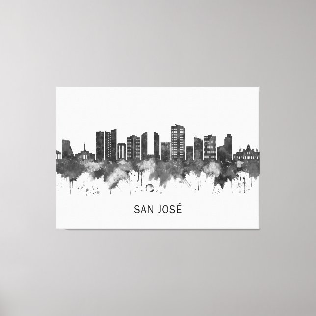 San José Costa Rica Skyline BW Canvas Print (Front)
