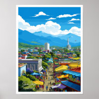 San Jose Costa Rica Vintage Travel Illustration