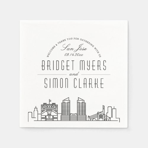 San Jose Deco Skyline  Wedding Event Napkins