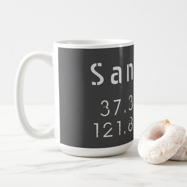 San Jose Latitude Longitude  Coffee Mug (With Donut)
