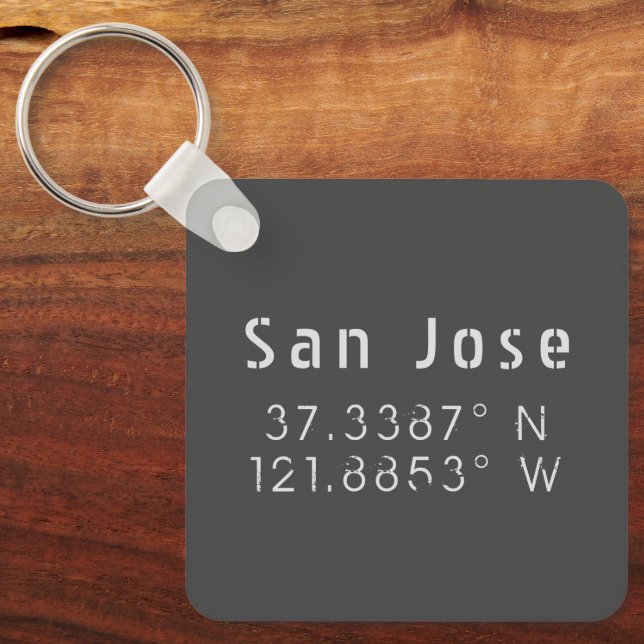 San Jose Latitude Longitude  Keychain (Front)