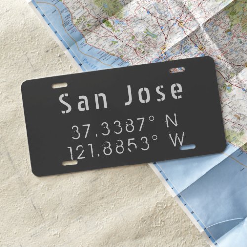 San Jose Latitude Longitude  License Plate