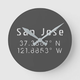 San Jose Latitude Longitude Round Clock