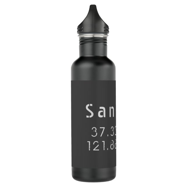 San Jose Latitude Longitude  Stainless Steel Water Bottle (Left)