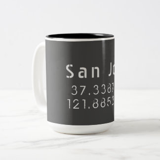 San Jose Latitude Longitude Two-Tone Coffee Mug