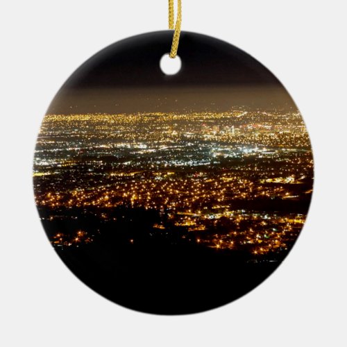 San Jose Night Skyline Ceramic Ornament