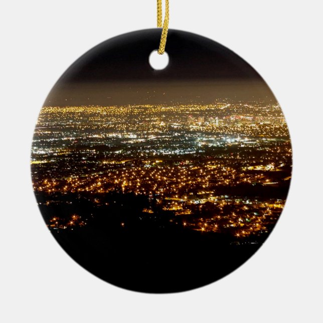 San Jose Night Skyline Ceramic Ornament (Front)