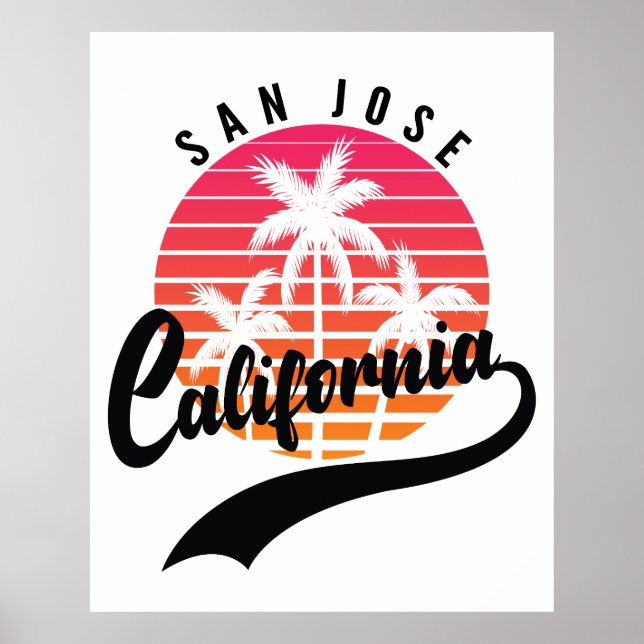 San Jose Retro Sunset Poster (Front)