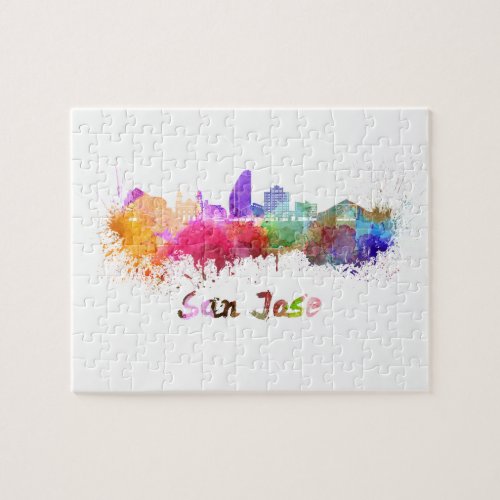 San Jose skyline in watercolor Jigsaw Puzzle