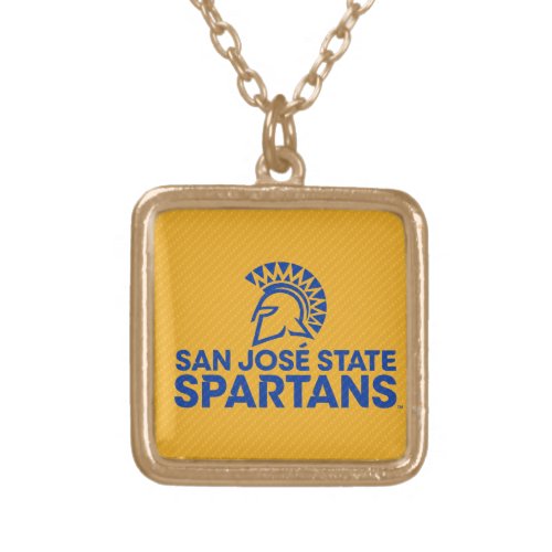 San Jose State Spartans Carbon Fiber Pattern Gold Plated Necklace