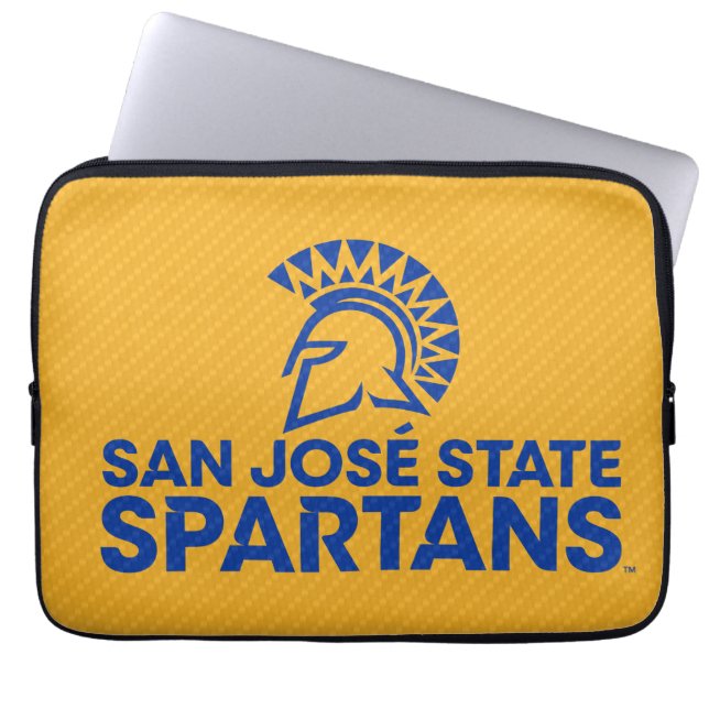 San Jose State Spartans Carbon Fiber Pattern Laptop Sleeve (Front)