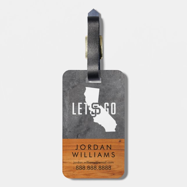 San Jose State Spartans cement wood Luggage Tag (Back Vertical)