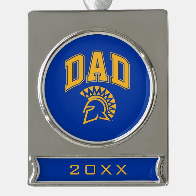 San Jose State Spartans Dad Silver Plated Banner Ornament (Front)