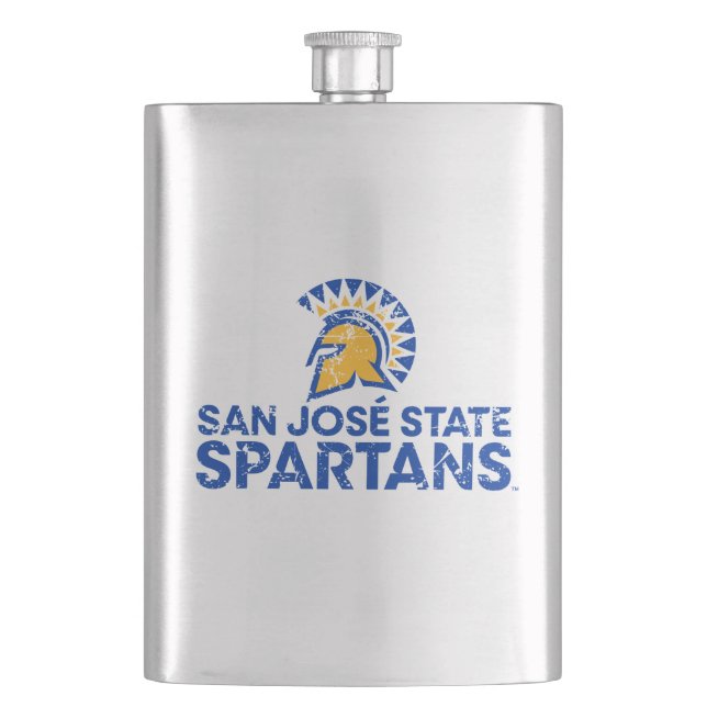 San Jose State Spartans Logo Wordmark Distressed Flask (Front)