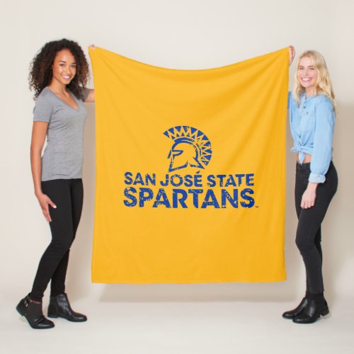 San Jose State Spartans Logo Wordmark Distressed Fleece Blanket