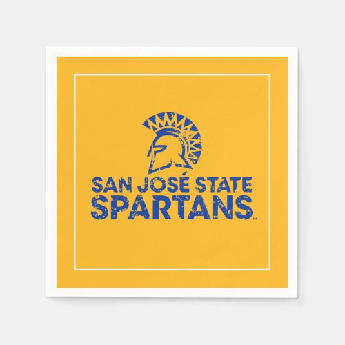 San Jose State Spartans Logo Wordmark Distressed Napkins
