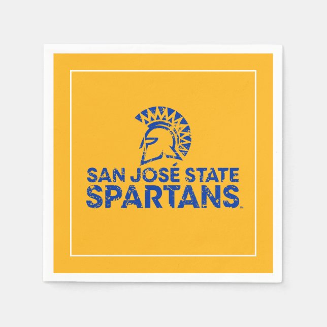 San Jose State Spartans Logo Wordmark Distressed Napkins (Front)