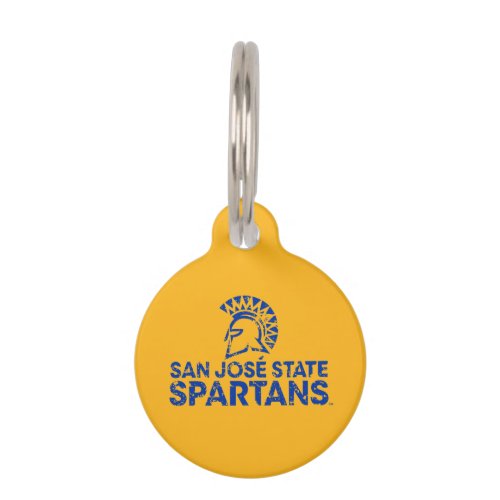 San Jose State Spartans Logo Wordmark Distressed Pet ID Tag