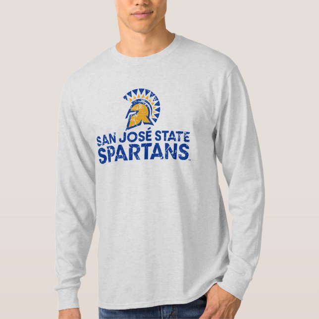 San Jose State Spartans Logo Wordmark Distressed T-Shirt (Front)
