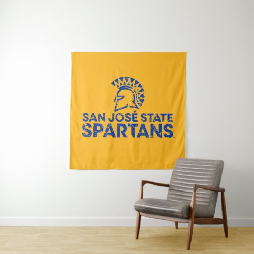 San Jose State Spartans Logo Wordmark Distressed Tapestry