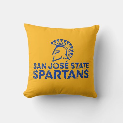 San Jose State Spartans Logo Wordmark Distressed Throw Pillow