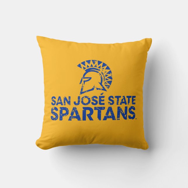 San Jose State Spartans Logo Wordmark Distressed Throw Pillow (Front)