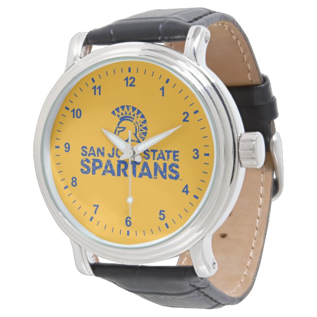 San Jose State Spartans Logo Wordmark Distressed Watch (Angled)