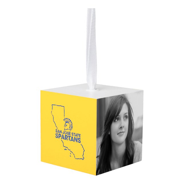 San Jose State Spartans Love Cube Ornament (Back Angled)