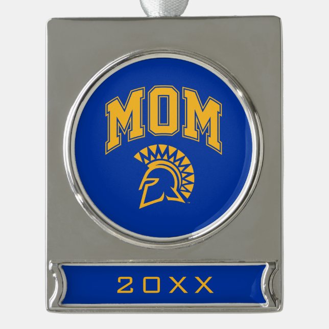 San Jose State Spartans Mom Silver Plated Banner Ornament (Front)