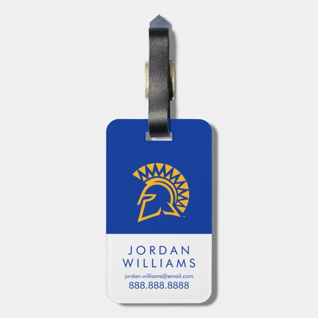 San Jose State Spartans Polka Dot Pattern Luggage Tag (Back Vertical)
