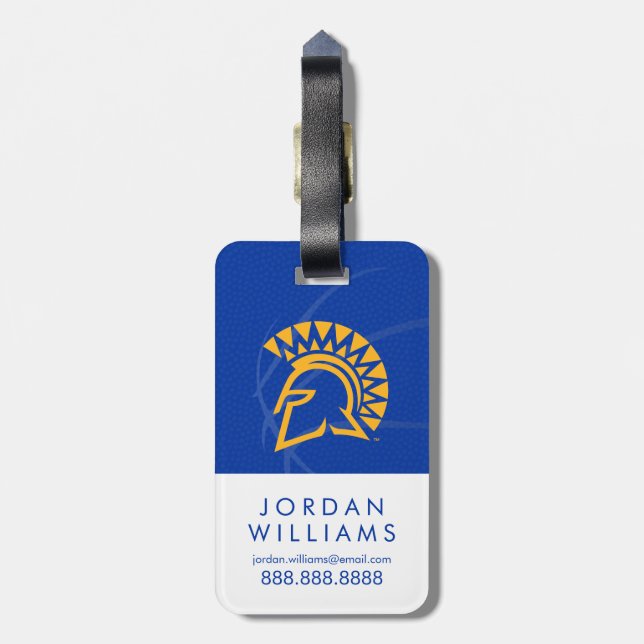 San Jose State Spartans State Basketball Luggage Tag (Back Vertical)