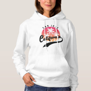 San Jose White Retro Sunset Hoodie